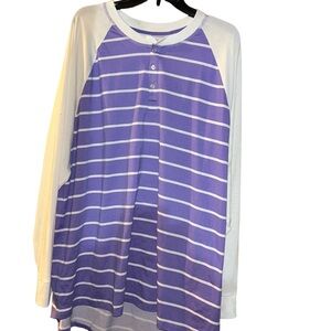 LULAROE Mark purple white Stripes button long sleeve top plus size 3X XXXL